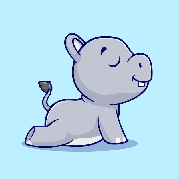 Vetor grátis hipopótamo bonito que estica ilustração do ícone do vetor dos desenhos animados conceito animal do ícone do esporte isolado