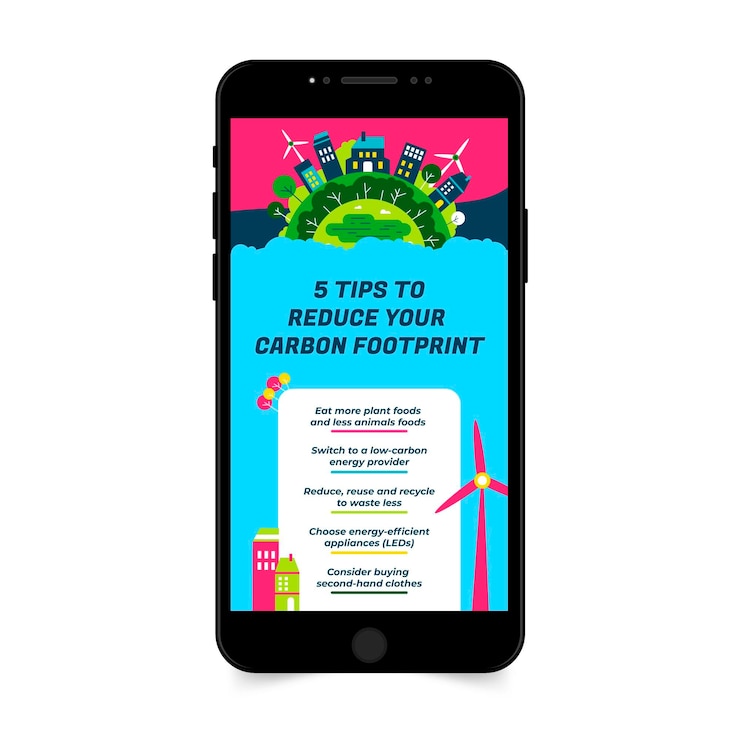 Vetor grátis história criativa do instagram do ambiente de redução de co2 colorido