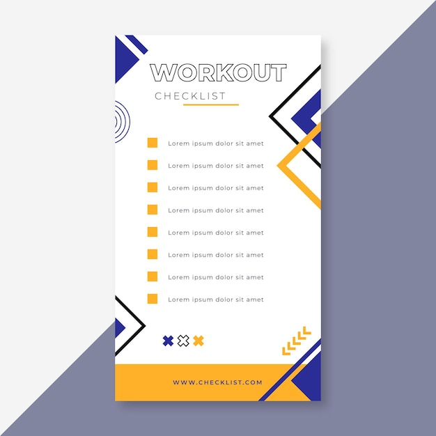 Vetor grátis história de instagram da lista de verificação de treino