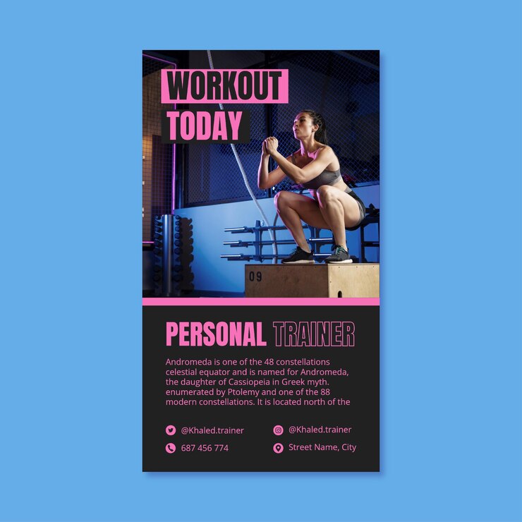 Vetor grátis história do instagram do personal trainer monocolor