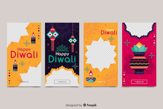 Histórias coloridas do instagram de diwali