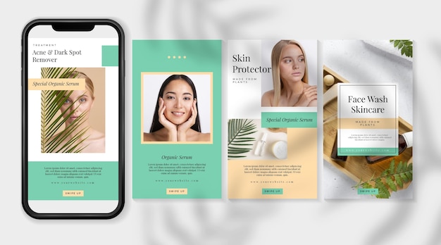 Vetor grátis histórias cosméticas do instagram