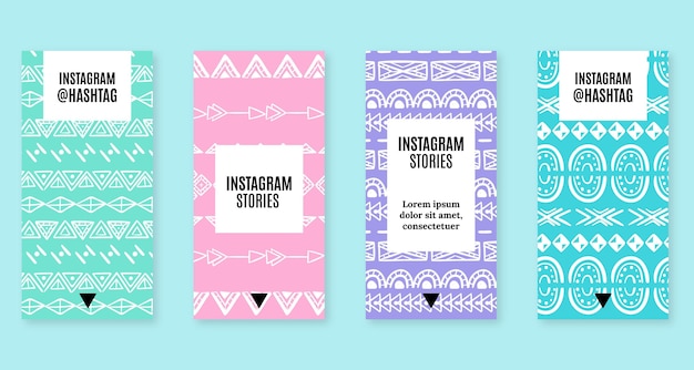 Histórias de boho desenhadas à mão no Instagram
