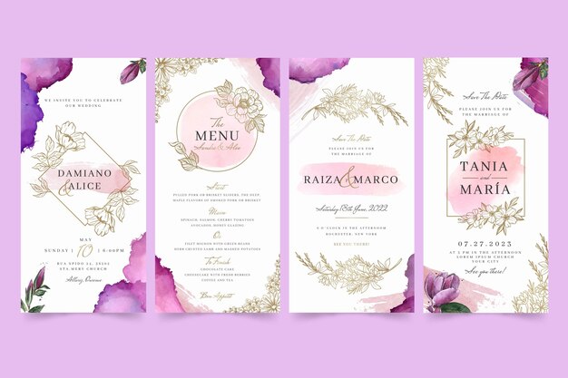 Histórias de casamento floral no Instagram