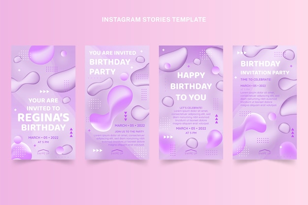 Histórias de instagram de aniversário de gradiente abstrato fluido