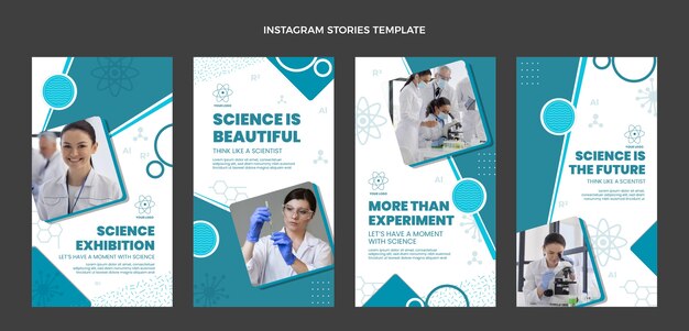 Histórias de instagram de ciência de design plano
