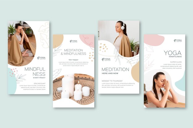Histórias de instagram de meditação e atenção plena