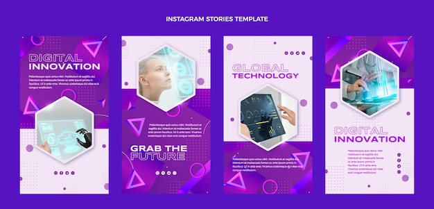 Vetor grátis histórias de instagram de tecnologia abstrata de gradiente