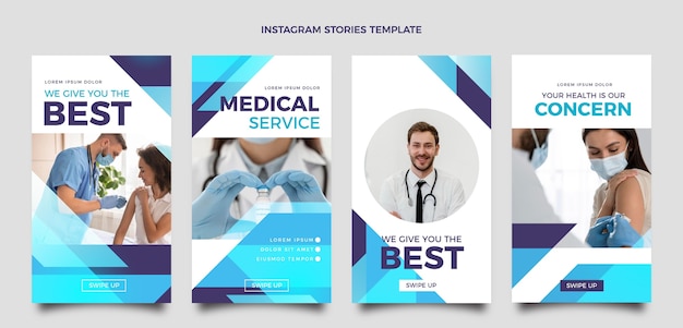 Vetor grátis histórias de instagram médico de gradiente