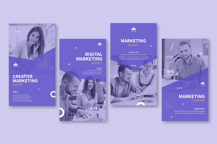 Vetor grátis histórias de marketing de negócios no instagram