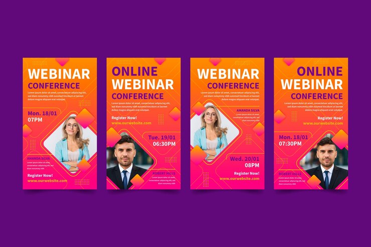 Vetor grátis histórias de mídia social de webinar