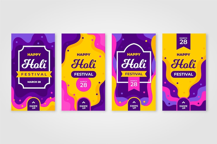Vetor grátis histórias do festival de holi no instagram