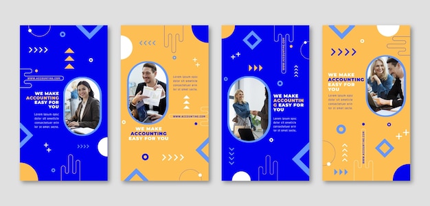 Vetor grátis histórias do instagram de contabilidade de design plano
