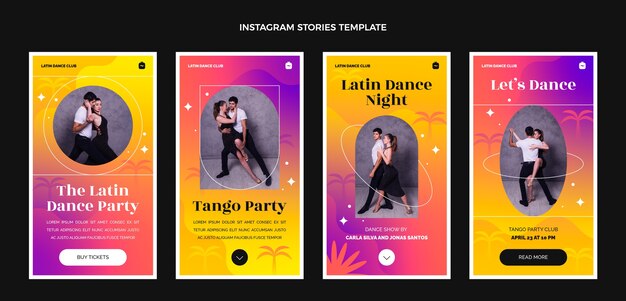Histórias do instagram de festa de dança latina gradiente