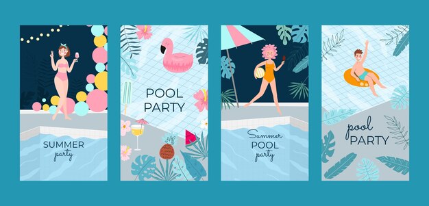 Histórias do instagram de festa na piscina dos desenhos animados