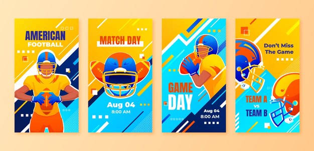 Histórias do instagram de futebol americano gradiente