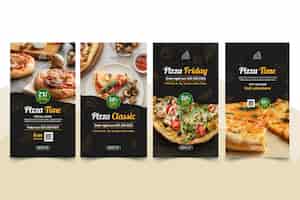 Vetor grátis histórias do instagram de pizzarias