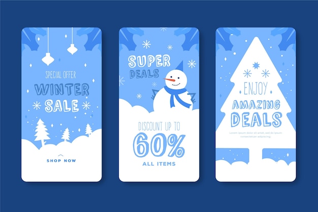 Histórias do Instagram de promoções de inverno
