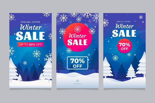 Histórias do Instagram de promoções de inverno