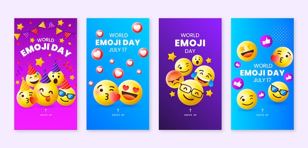 Histórias do instagram do dia mundial do emoji gradiente