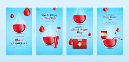 Vetor grátis histórias ig realistas do dia mundial do doador de sangue
