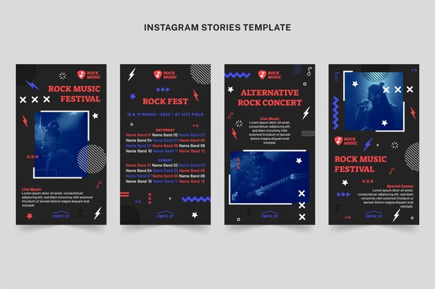 Histórias instagram de festival de música minimalista de design plano