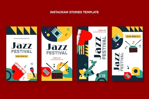 Histórias instagram de festival de música minimalista em estilo simples