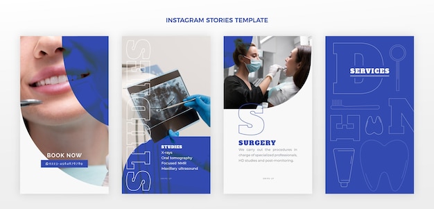 Vetor grátis histórias mínimas do instagram da clínica odontológica
