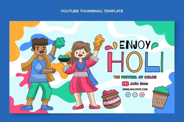 Holi youtube desenhada à mão miniatura