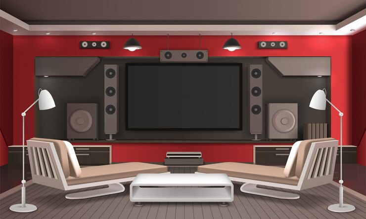 Vetor grátis home theater interior design 3d