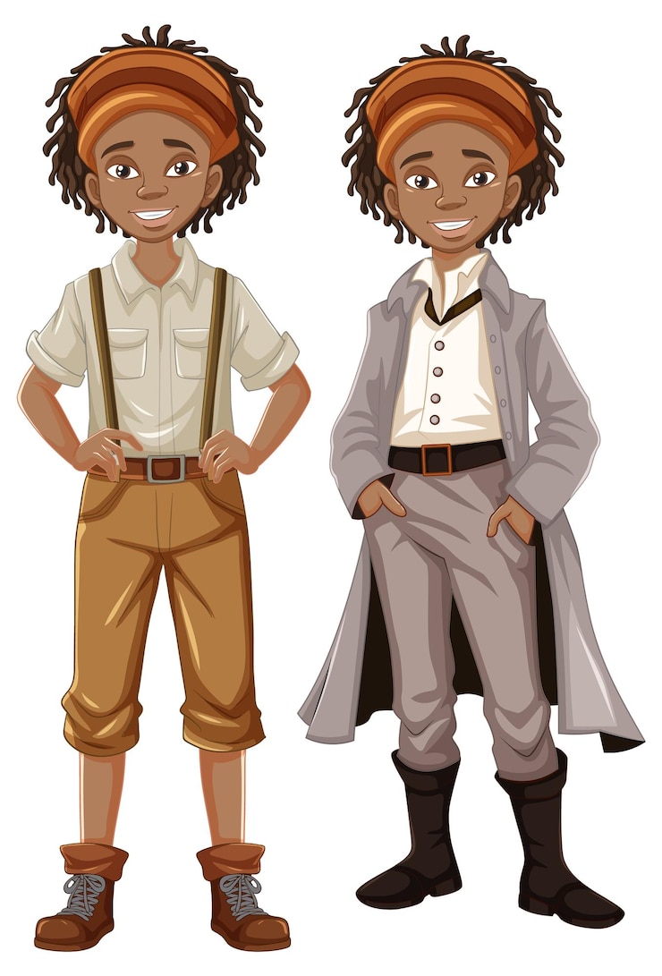Vetor grátis homem afro-africano vintage em traje casual vitoriano
