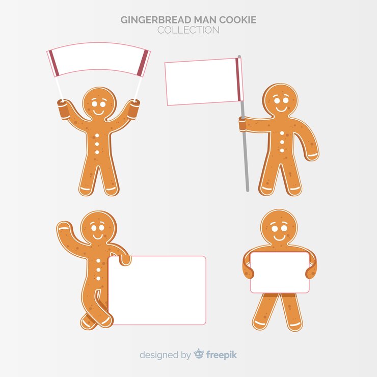 Vetor grátis homem-biscoito com coleção de sinal