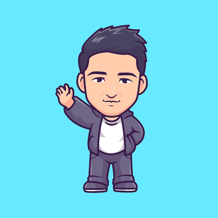 Vetor grátis homem bonito acenando mão desenho animado vetor ícone ilustração pessoas música ícone isolado vetor plano