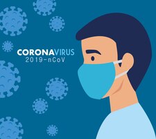 Vetor grátis homem com máscara facial para coronavírus 2019 ncov