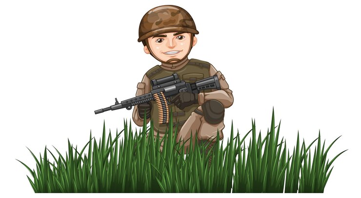 Vetor grátis homem de uniforme do exército em fundo branco