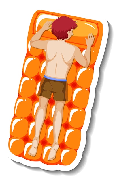 Homem deitado em colchão de piscina flutuante