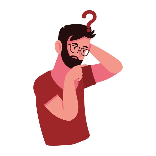 homem dificuldade de pensamento ilustração isolada
