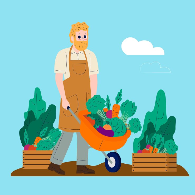 Vetor grátis homem ilustrando o conceito de agricultura biológica