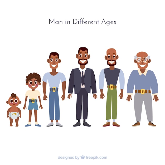 Vetor grátis homem negro em diferentes idades