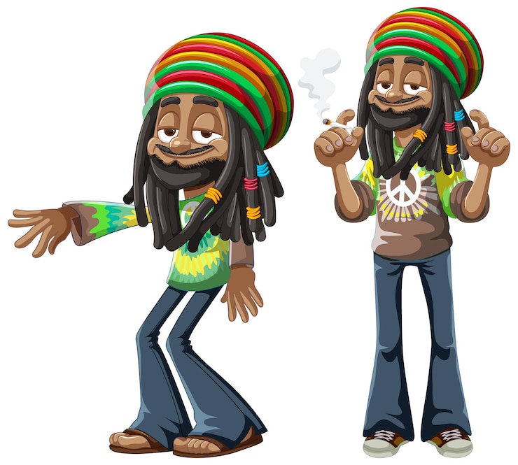 Vetor grátis homem rastafari em vestuário casual