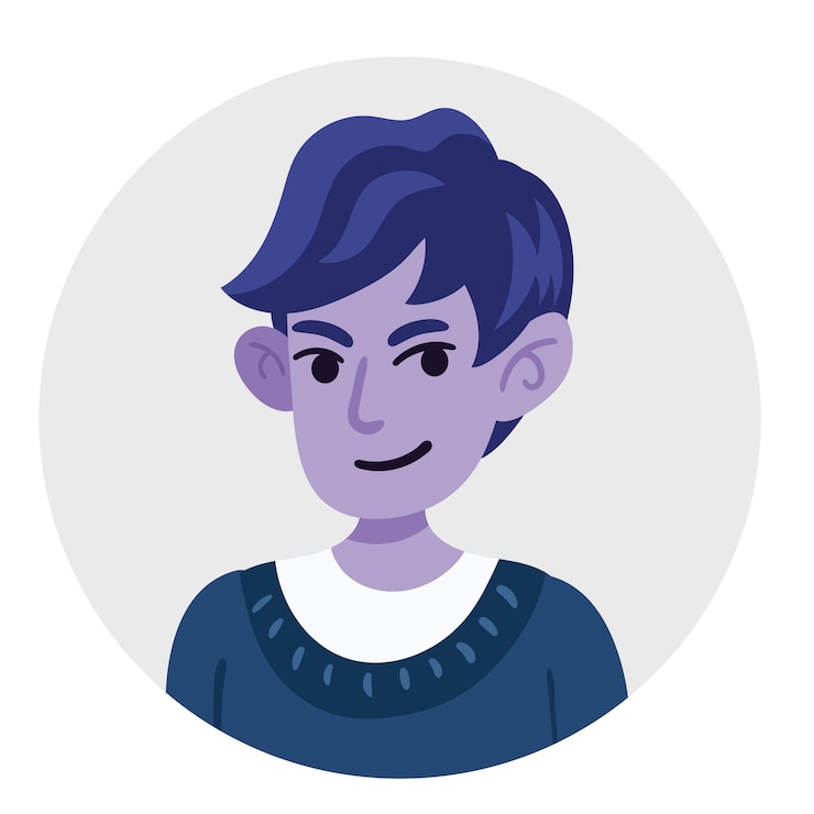 Vetor grátis homem roxo com cabelo azul