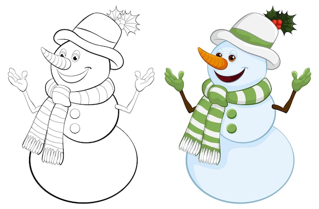 Vetor grátis homens de neve alegres em roupas de inverno