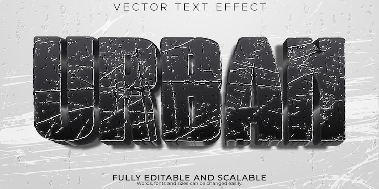 Vetor grátis horror editável de efeito de texto urbano e estilo de texto escuro