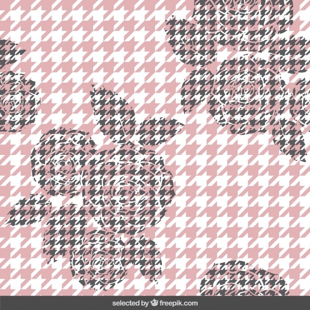 Houndstooth fundo com flores