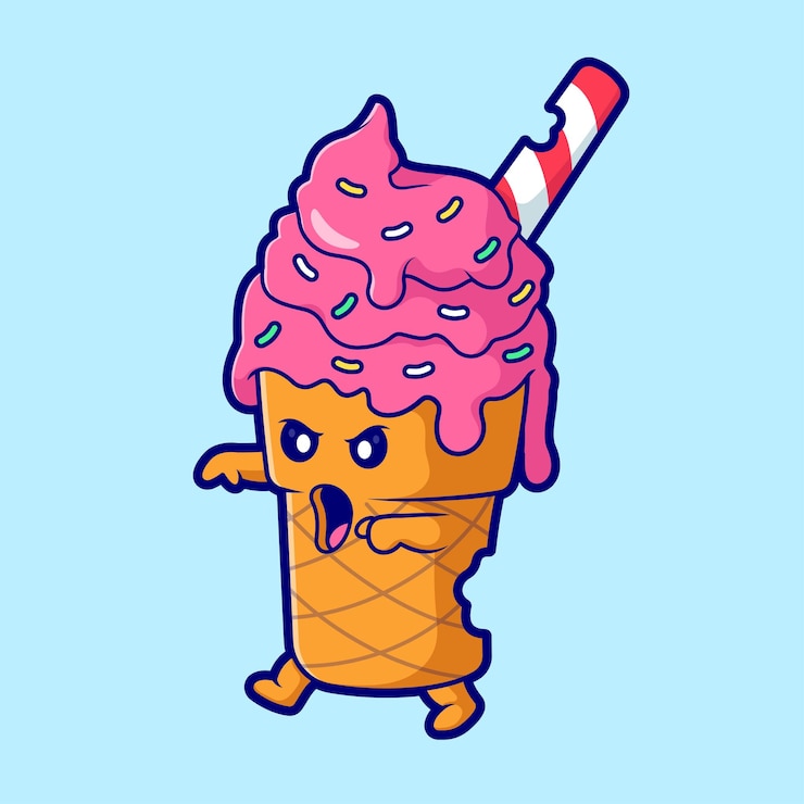 Vetor grátis icon vector de desenho animado de sorvete zombie ilustração de comida icon de férias vector plano isolado