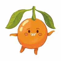 Vetor grátis Ícone de desenho animado de fruta laranja kawaii