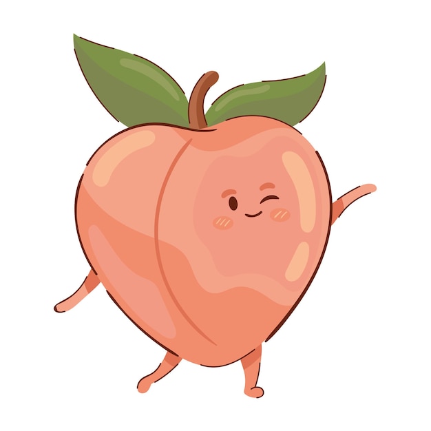 Vetor grátis Ícone de desenho animado de fruta pêssego kawaii