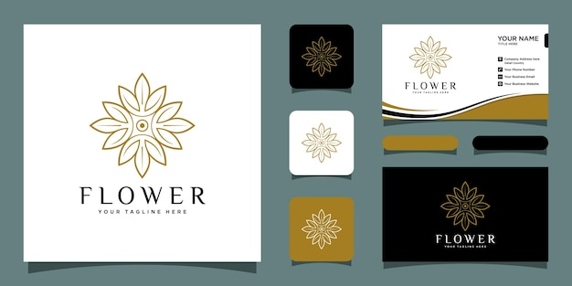 Ícone de flor de ícone de vetor de lótus em design plano moderno com design de cartão de visita vetor premium