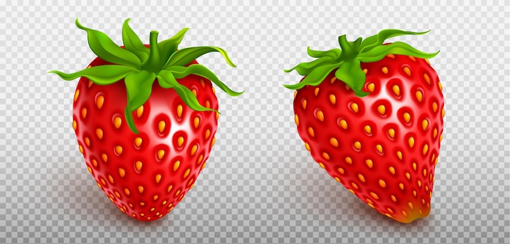 Vetor grátis ícone de fruta morango isolado realista de mosca 3d