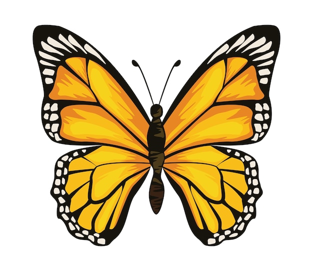 Vetor grátis Ícone de inseto borboleta beleza amarela